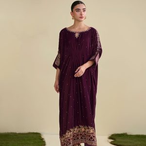 MAGENTA 1PCS EMBROIDERED KAFTAN