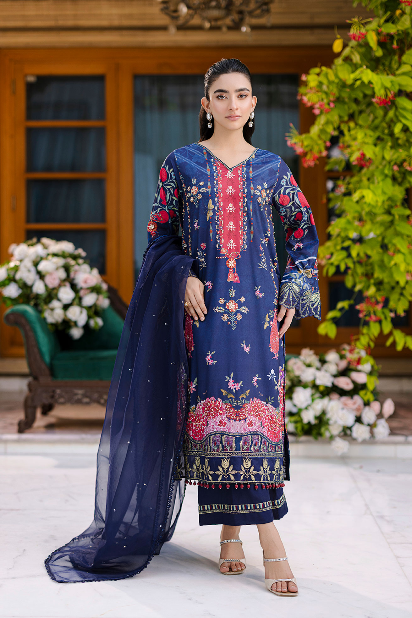 3PCS SILK NAVY-BLUE